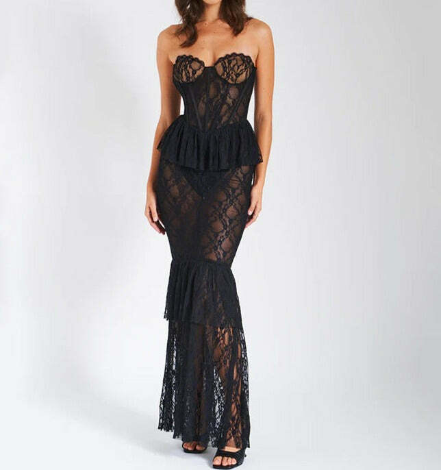 Riva Lace Maxi Dress - Y2K Summer Outfit, 90s Fashion, Grunge, Retro Style, Y2K Party Look