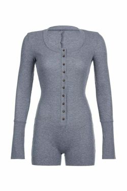 Riyana Long Sleeve Romper - Y2K Summer Grunge Outfit, 90s Fashion, Retro Style, Y2K Party Look