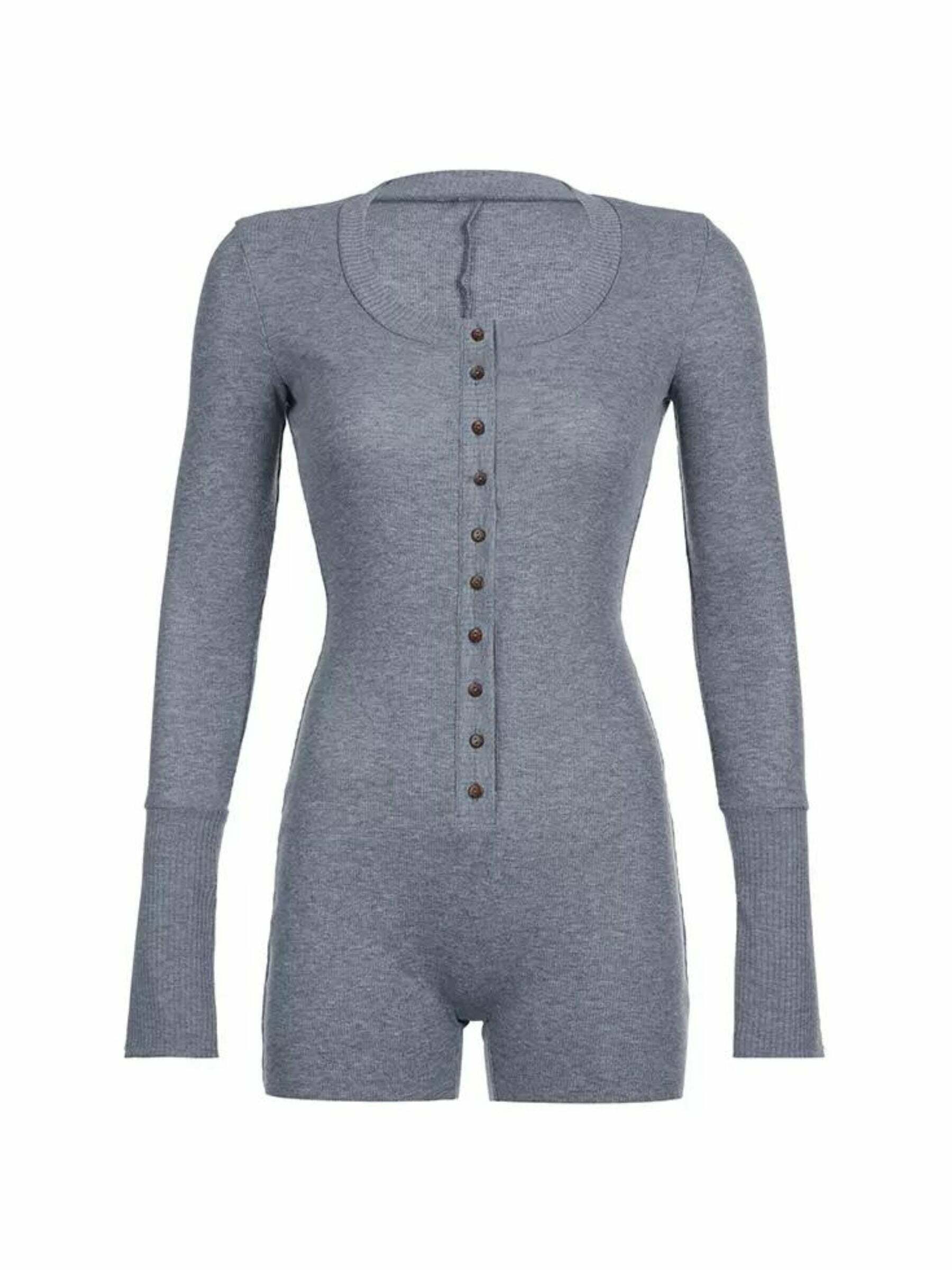 Riyana Long Sleeve Romper - Y2K Summer Grunge Outfit, 90s Fashion, Retro Style, Y2K Party Look