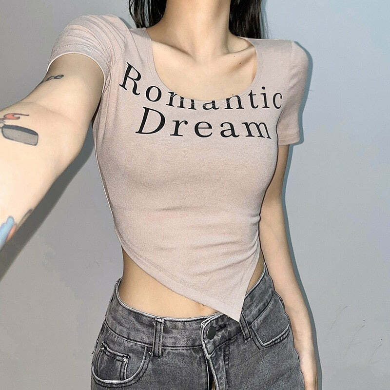 Romantic Dream Graphic Tee - Y2K Summer, 90s Grunge, Retro Style, Pastel Goth, Y2K Popstar Outfit