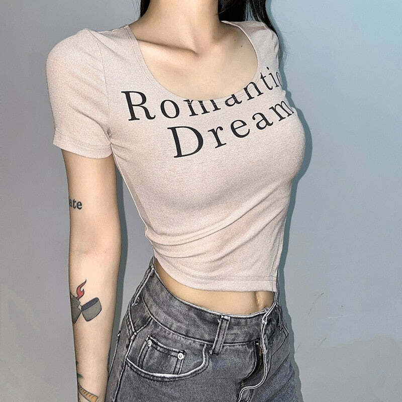 Romantic Dream Graphic Tee - Y2K Summer, 90s Grunge, Retro Style, Pastel Goth, Y2K Popstar Outfit
