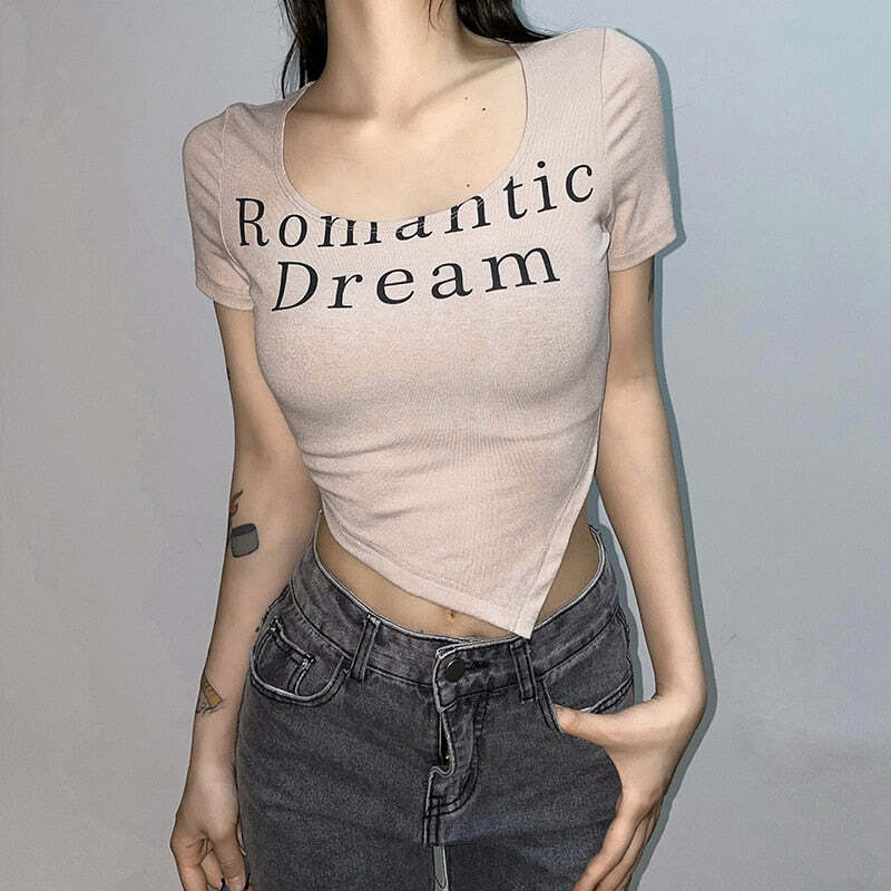 Romantic Dream Graphic Tee - Y2K Summer, 90s Grunge, Retro Style, Pastel Goth, Y2K Popstar Outfit