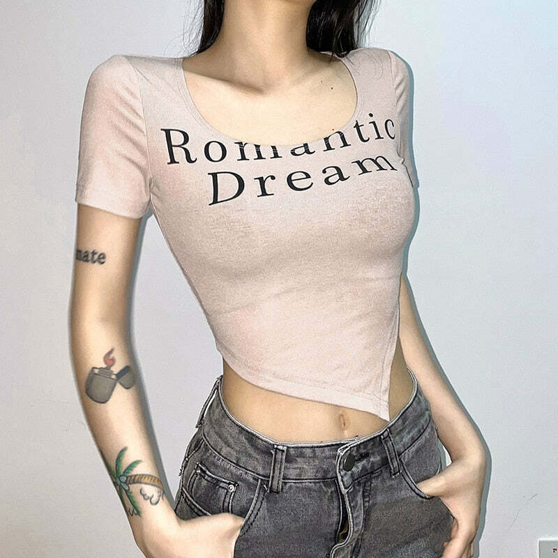 Romantic Dream Graphic Tee - Y2K Summer, 90s Grunge, Retro Style, Pastel Goth, Y2K Popstar Outfit