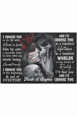 Romantic Gothic Skull Couple Personalized Canvas - Y2K Grunge, 90s Retro, Pastel Goth Decor