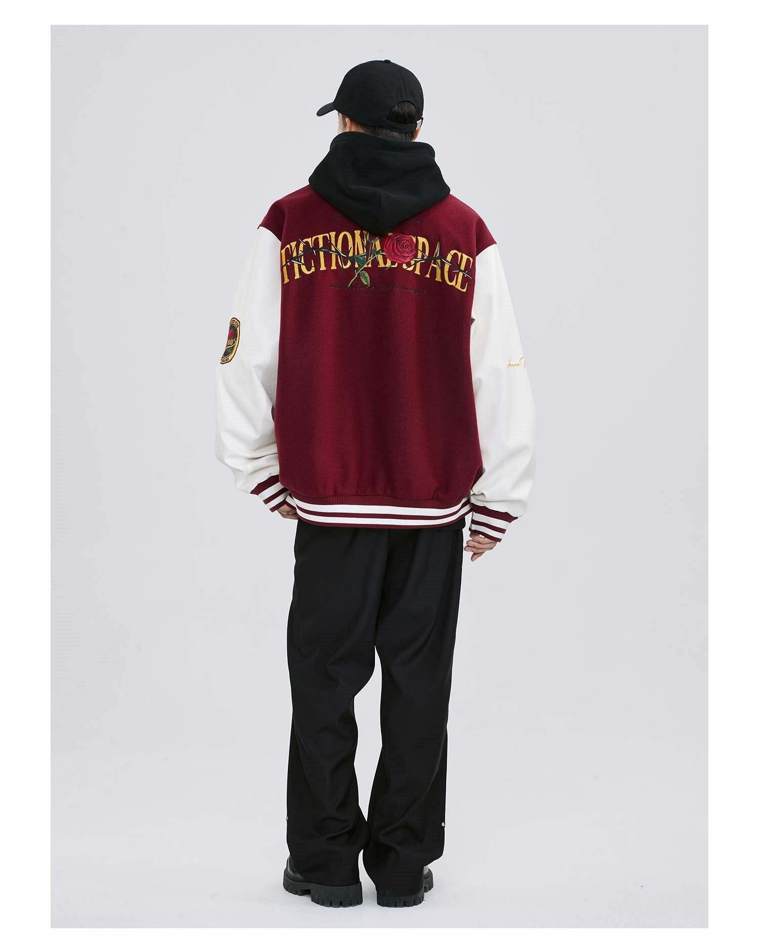 Roses & Thorns' Varsity Jacket - Y2K Grunge, 90s Fashion, Retro Style, Summer Y2K Out