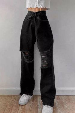 Roxi Gray Jeans ? Y2K Summer & 90s Grunge Fashion - Perfect for Retro, Club, and Party Outfits