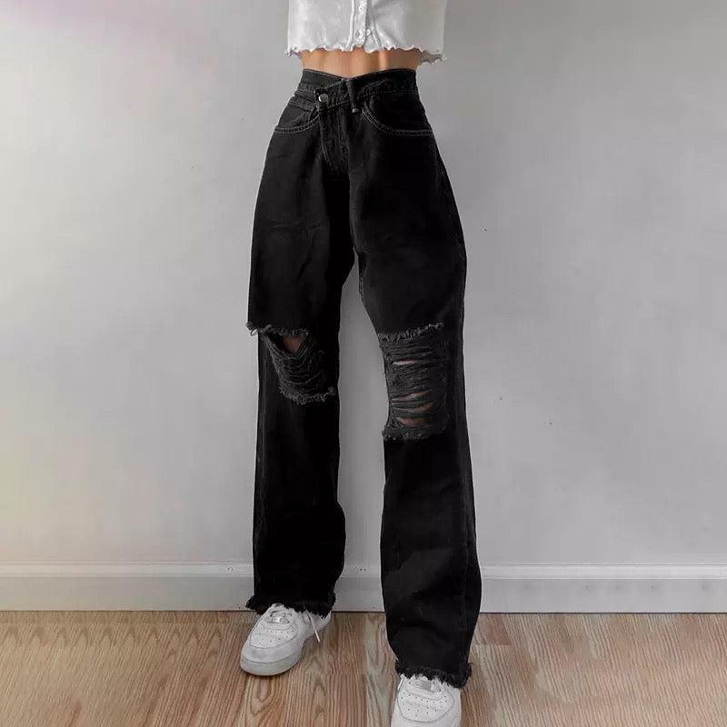Roxi Gray Jeans ? Y2K Summer & 90s Grunge Fashion - Perfect for Retro, Club, and Party Outfits