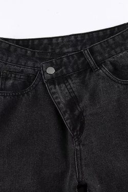 Roxi Gray Jeans ? Y2K Summer & 90s Grunge Fashion - Perfect for Retro, Club, and Party Outfits