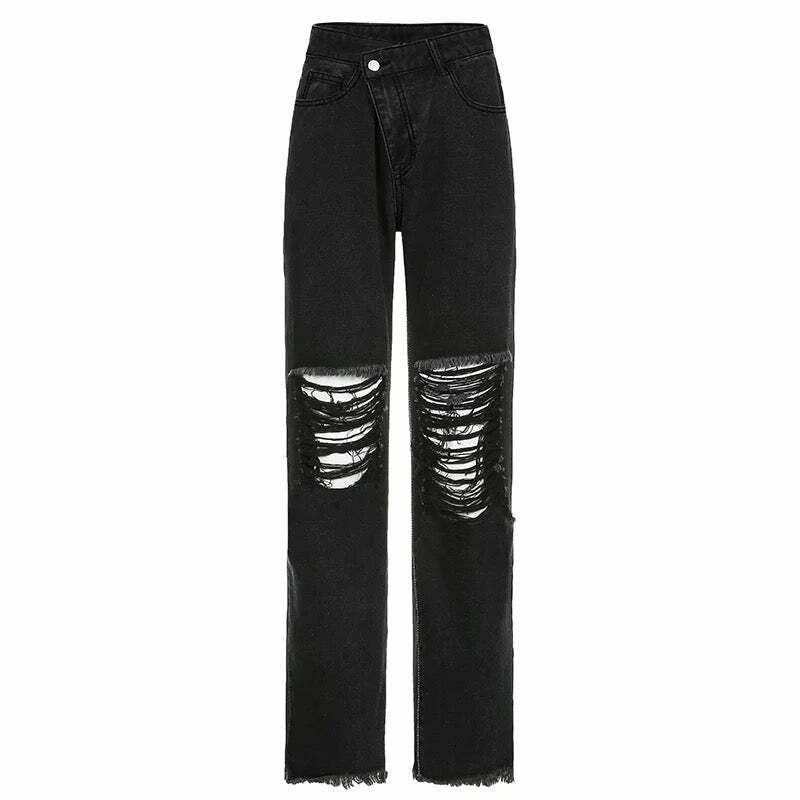 Roxi Gray Jeans ? Y2K Summer & 90s Grunge Fashion - Perfect for Retro, Club, and Party Outfits