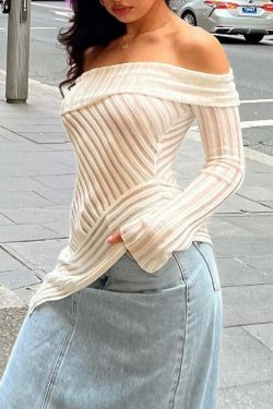 Rylee Off Shoulder Top - Y2K Summer Grunge, 90s Retro, Pastel Goth, Y2K Party & Club Out