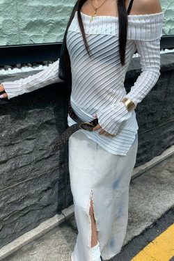 Rylee Off Shoulder Top - Y2K Summer Grunge, 90s Retro, Pastel Goth, Y2K Party & Club Out