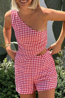Rylen Plaid Shorts Set - Y2K Summer Grunge Outfit, 90s Fashion, Retro Style, Y2K Club Look