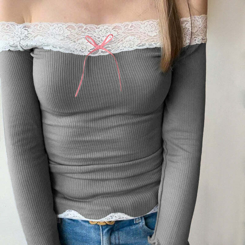 Ryliegh Off Shoulder Top - Y2K Summer Grunge, 90s Retro, Pastel Goth, Y2K Party & Club Out