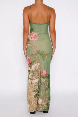 Sage Green Bodycon Dress - Y2K Summer Outfit, 90s Fashion, Grunge, Retro Style, Y2K Party Look