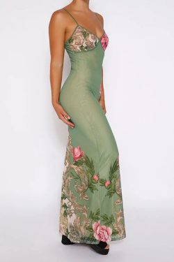 Sage Green Bodycon Dress - Y2K Summer Outfit, 90s Fashion, Grunge, Retro Style, Y2K Party Look
