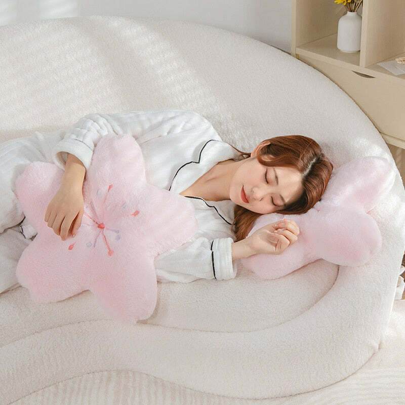 Sakura Pink Cherry Blossom Pillow - Y2K Summer, 90s Grunge, Retro Pastel Goth, Y2K Popstar Decor