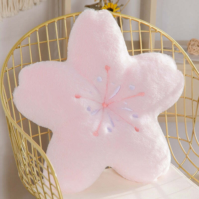 Sakura Pink Cherry Blossom Pillow - Y2K Summer, 90s Grunge, Retro Pastel Goth, Y2K Popstar Decor