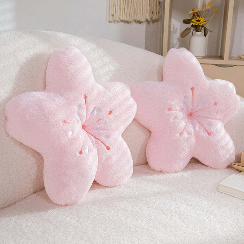 Sakura Pink Cherry Blossom Pillow - Y2K Summer, 90s Grunge, Retro Pastel Goth, Y2K Popstar Decor
