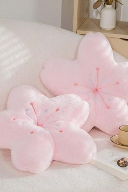Sakura Pink Cherry Blossom Pillow - Y2K Summer, 90s Grunge, Retro Pastel Goth, Y2K Popstar Decor