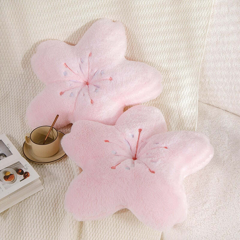 Sakura Pink Cherry Blossom Pillow - Y2K Summer, 90s Grunge, Retro Pastel Goth, Y2K Popstar Decor