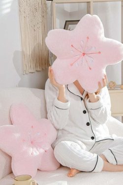 Sakura Pink Cherry Blossom Pillow - Y2K Summer, 90s Grunge, Retro Pastel Goth, Y2K Popstar Decor
