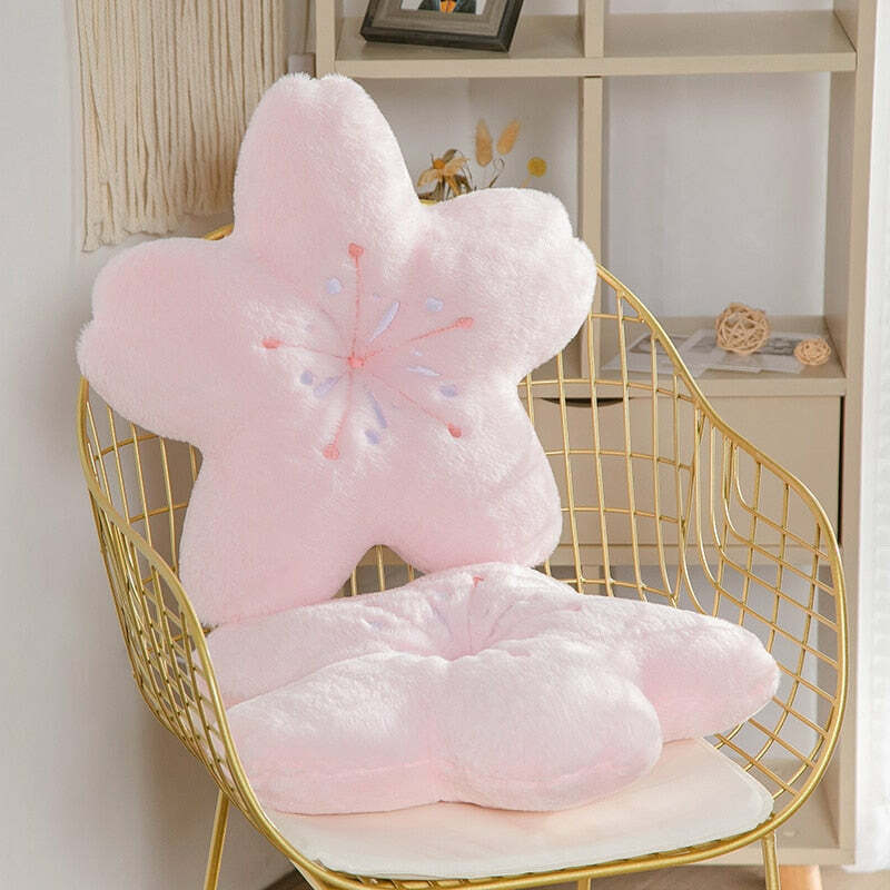 Sakura Pink Cherry Blossom Pillow - Y2K Summer, 90s Grunge, Retro Pastel Goth, Y2K Popstar Decor