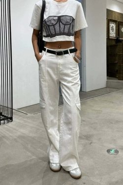 Sanai Straight Pants - Y2K Summer Grunge, 90s Retro, Pastel Goth, Y2K Club & Party Outfits