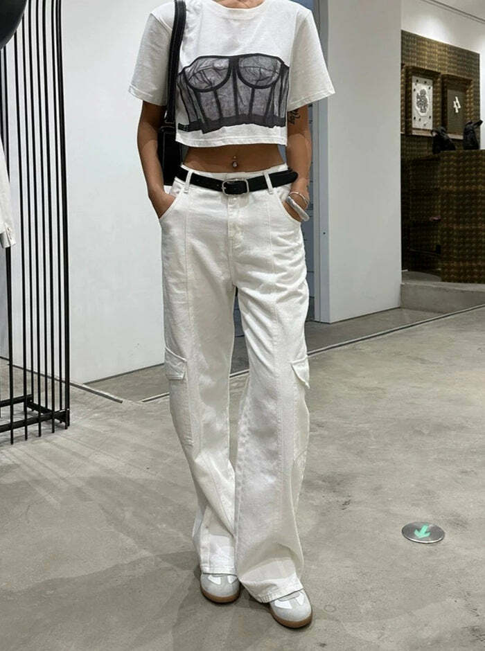 Sanai Straight Pants - Y2K Summer Grunge, 90s Retro, Pastel Goth, Y2K Club & Party Outfits
