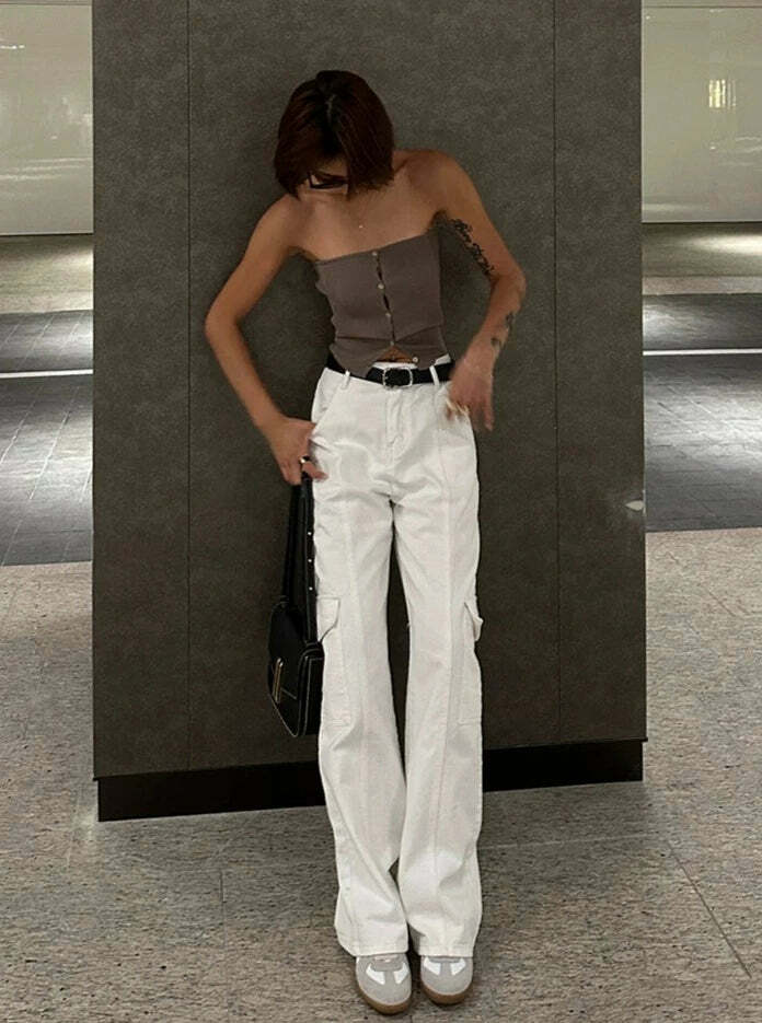 Sanai Straight Pants - Y2K Summer Grunge, 90s Retro, Pastel Goth, Y2K Club & Party Outfits