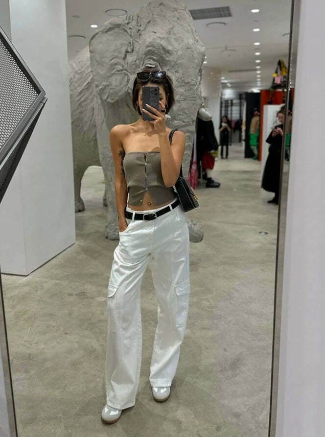 Sanai Straight Pants - Y2K Summer Grunge, 90s Retro, Pastel Goth, Y2K Club & Party Outfits