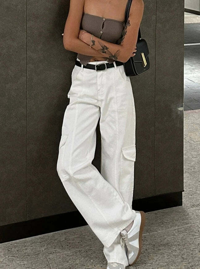 Sanai Straight Pants - Y2K Summer Grunge, 90s Retro, Pastel Goth, Y2K Club & Party Outfits