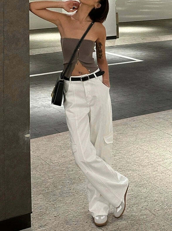 Sanai Straight Pants - Y2K Summer Grunge, 90s Retro, Pastel Goth, Y2K Club & Party Outfits