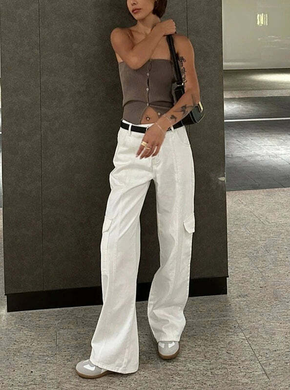 Sanai Straight Pants - Y2K Summer Grunge, 90s Retro, Pastel Goth, Y2K Club & Party Outfits