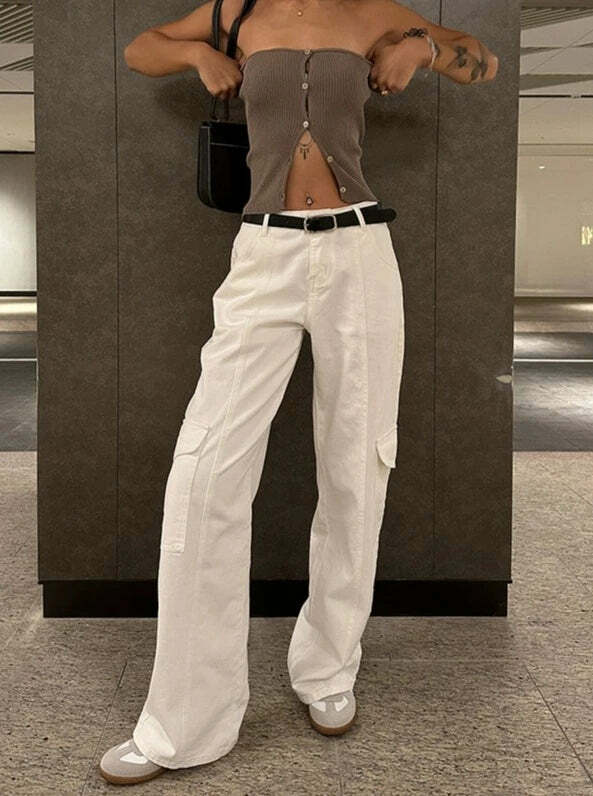 Sanai Straight Pants - Y2K Summer Grunge, 90s Retro, Pastel Goth, Y2K Club & Party Outfits