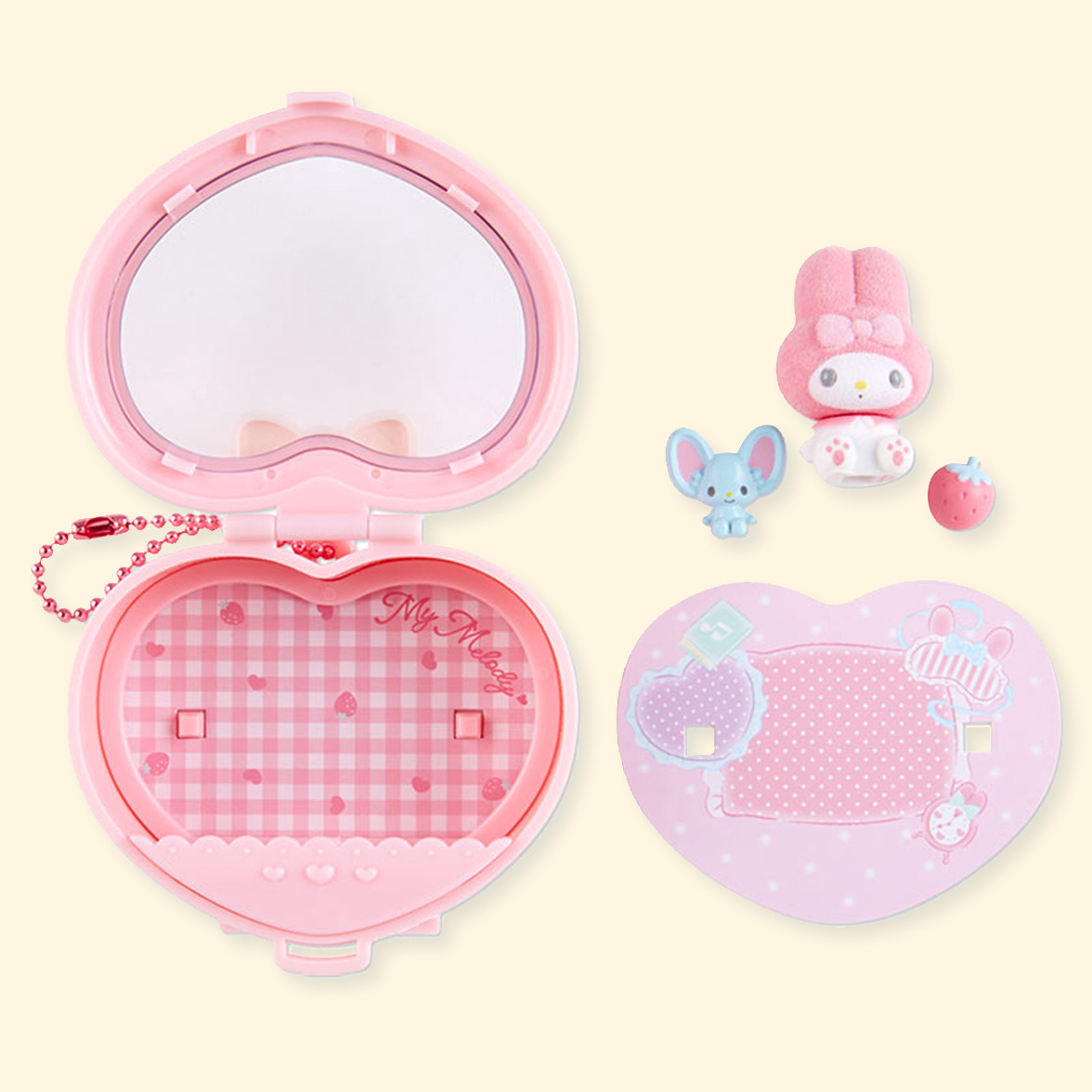 Sanrio Heart Attack Compact Mirror Keychain - Y2K Grunge, 90s Retro, Pastel Goth Fashion Accessory
