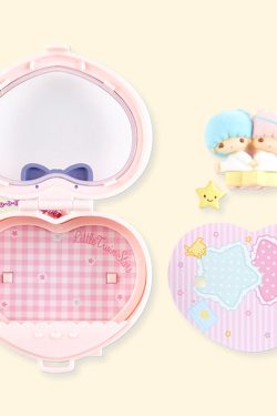 Sanrio Heart Attack Compact Mirror Keychain - Y2K Grunge, 90s Retro, Pastel Goth Fashion Accessory