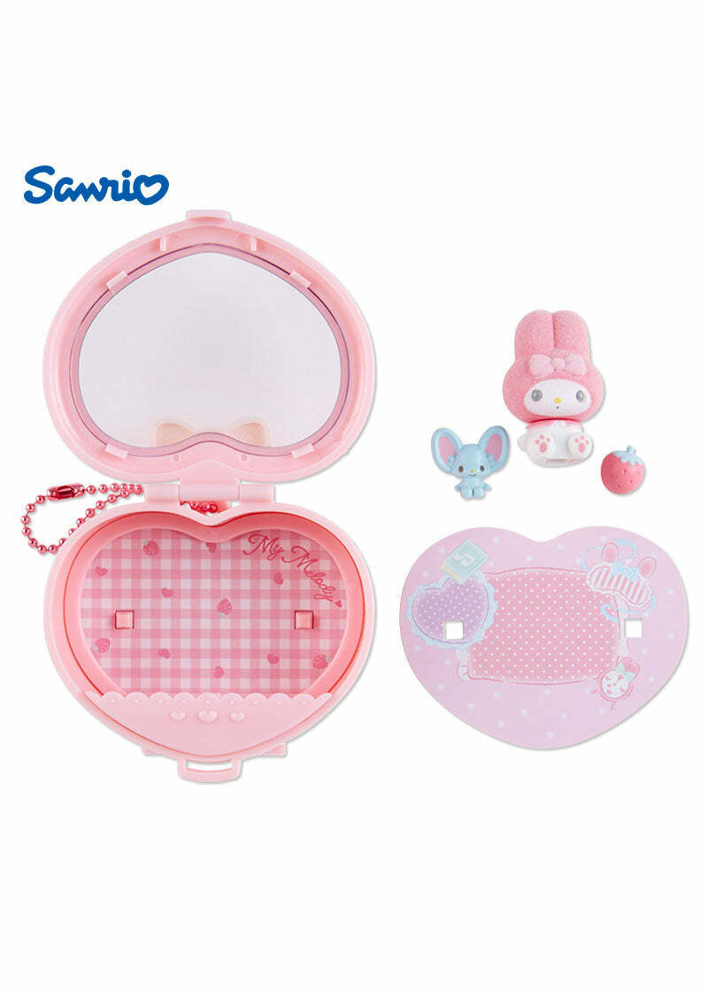 Sanrio Heart Attack Compact Mirror Keychain - Y2K Grunge, 90s Retro, Pastel Goth Fashion Accessory