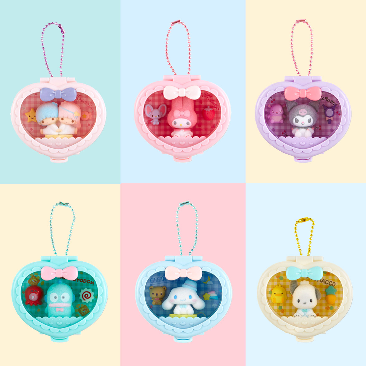 Sanrio Heart Attack Compact Mirror Keychain - Y2K Grunge, 90s Retro, Pastel Goth Fashion Accessory
