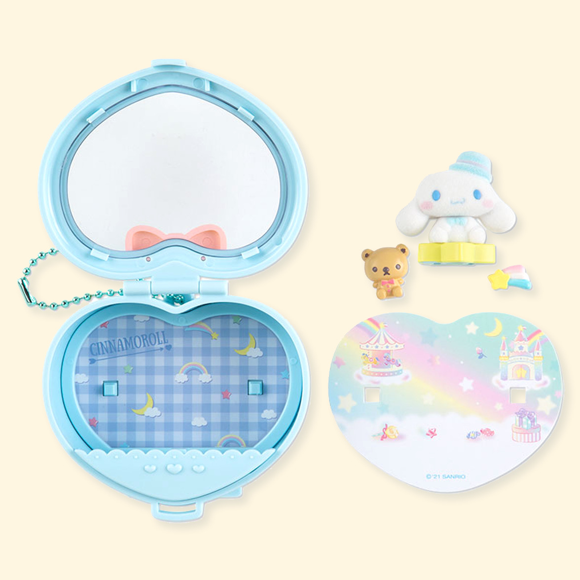 Sanrio Heart Attack Compact Mirror Keychain - Y2K Grunge, 90s Retro, Pastel Goth Fashion Accessory