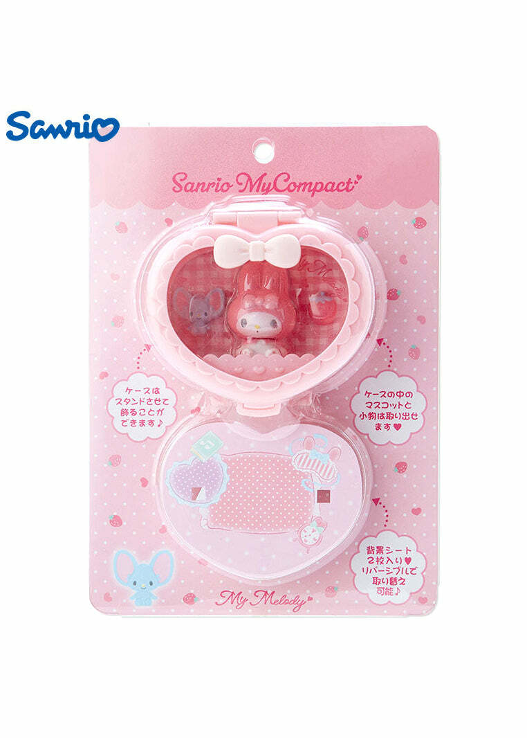 Sanrio Heart Attack Compact Mirror Keychain - Y2K Grunge, 90s Retro, Pastel Goth Fashion Accessory