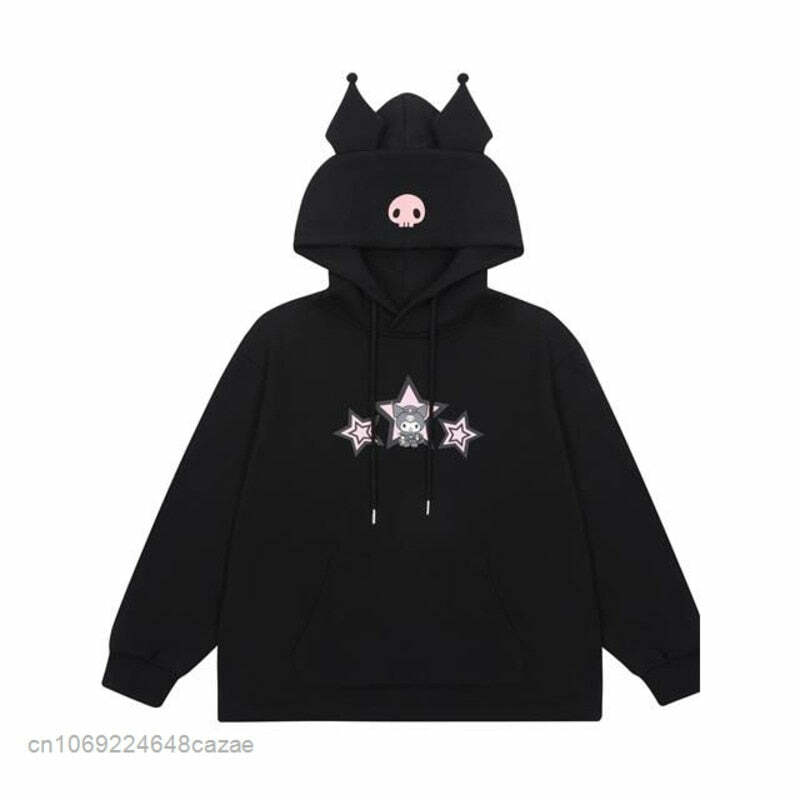 Sanriocore Kuromi Little Devil Hoodie Sweatshirt - Y2K Grunge, 90s Fashion, Retro Goth Style
