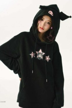 Sanriocore Kuromi Little Devil Hoodie Sweatshirt - Y2K Grunge, 90s Fashion, Retro Goth Style