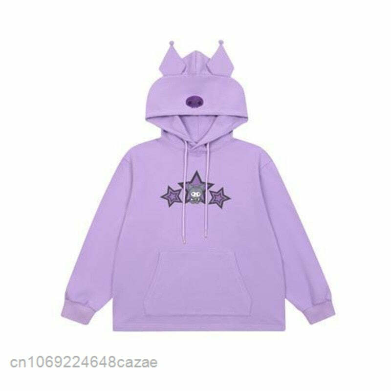 Sanriocore Kuromi Little Devil Hoodie Sweatshirt - Y2K Grunge, 90s Fashion, Retro Goth Style
