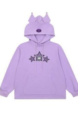 Sanriocore Kuromi Little Devil Hoodie Sweatshirt - Y2K Grunge, 90s Fashion, Retro Goth Style