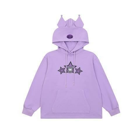 Sanriocore Kuromi Little Devil Hoodie Sweatshirt - Y2K Grunge, 90s Fashion, Retro Goth Style
