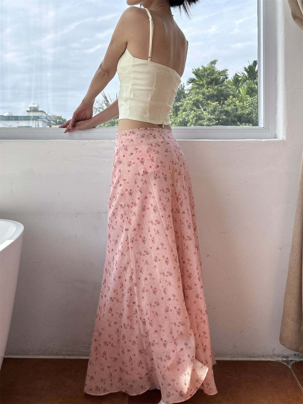 Sapphira Floral Maxi Skirt - Y2K Summer, 90s Grunge, Retro Style, Pastel Goth, Y2K