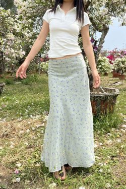 Sapphira Floral Maxi Skirt - Y2K Summer, 90s Grunge, Retro Style, Pastel Goth, Y2K