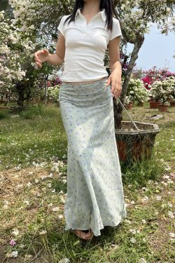 Sapphira Floral Maxi Skirt - Y2K Summer, 90s Grunge, Retro Style, Pastel Goth, Y2K