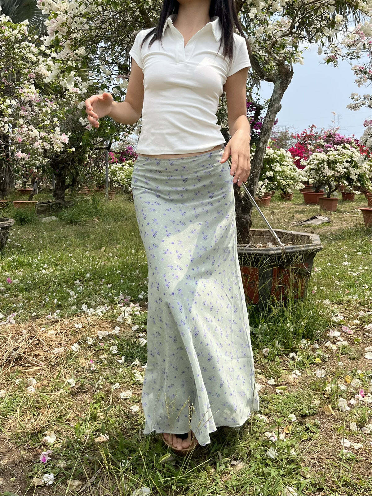 Sapphira Floral Maxi Skirt - Y2K Summer, 90s Grunge, Retro Style, Pastel Goth, Y2K