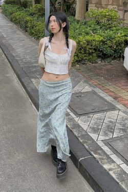 Sapphira Floral Maxi Skirt - Y2K Summer, 90s Grunge, Retro Style, Pastel Goth, Y2K